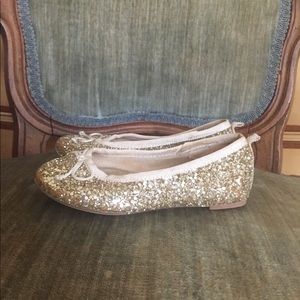 Crewcuts 9t glitter gold ballet flats
